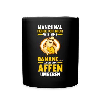 Früchte Affe Banane - Tasse einfarbig - Schwarz - Vorne