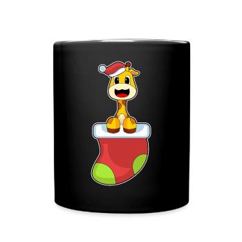 Giraffe Christmas Christmas Sock - Full Colour Mug - black - Front