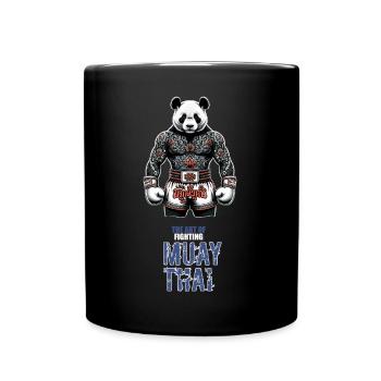 Muay Thai Kickboxen und Thaiboxen panda - Tasse einfarbig - Schwarz - Vorne