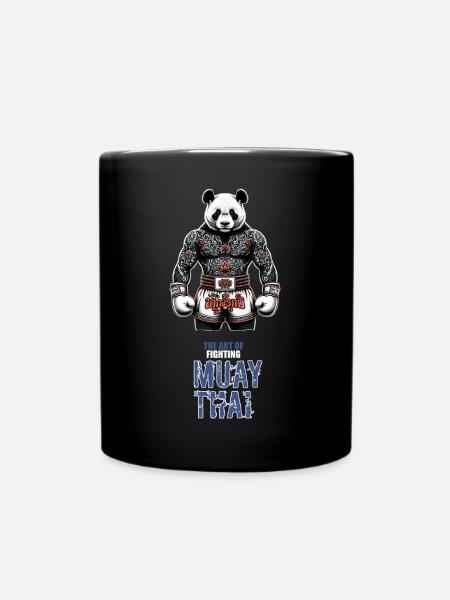 Muay Thai Kickboxen und Thaiboxen panda - Tasse einfarbig - Schwarz