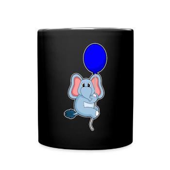 Elefant Luftballon - Tasse einfarbig - Schwarz - Vorne