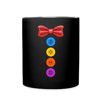 Ein lustiges Karneval Kostüm mit Knöpfen Karneval - Tasse einfarbig - Schwarz - Vorne