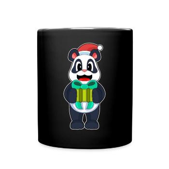 Chapeau de père Noël Panda - Mug uni - noir - Devant
