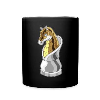 Pferd Schachfigur Springer Schach - Tasse einfarbig - Schwarz - Vorne