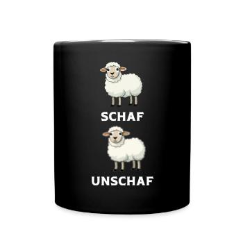 EIn Schaf und unschaf zwei lustige Schafe unscharf - Tasse einfarbig - Schwarz - Vorne