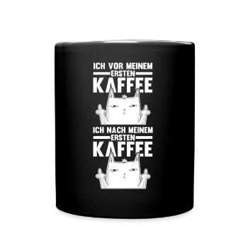 Chat avant mon premier café - Mug uni - noir - Devant