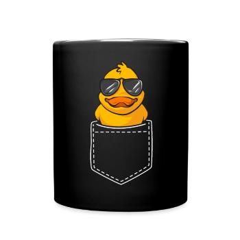 Quietscheentchen Quietscheente Gummiente - Tasse einfarbig - Schwarz - Vorne