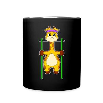 Giraffe Bodybuilder Pull-ups Bodybuilding - Full Colour Mug - black - Front