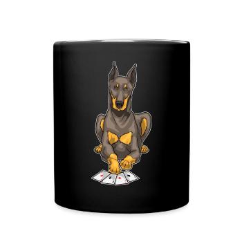 Dobermann Poker Pokerkarten - Tasse einfarbig - Schwarz - Vorne