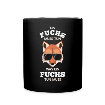 Cooler Fuchs mit Sonnenbrille Rotfuchs - Tasse einfarbig - Schwarz - Vorne
