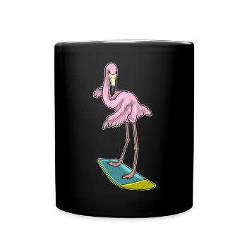 Été de surf sur planche de surf au flamant rose - Mug uni - noir - Devant