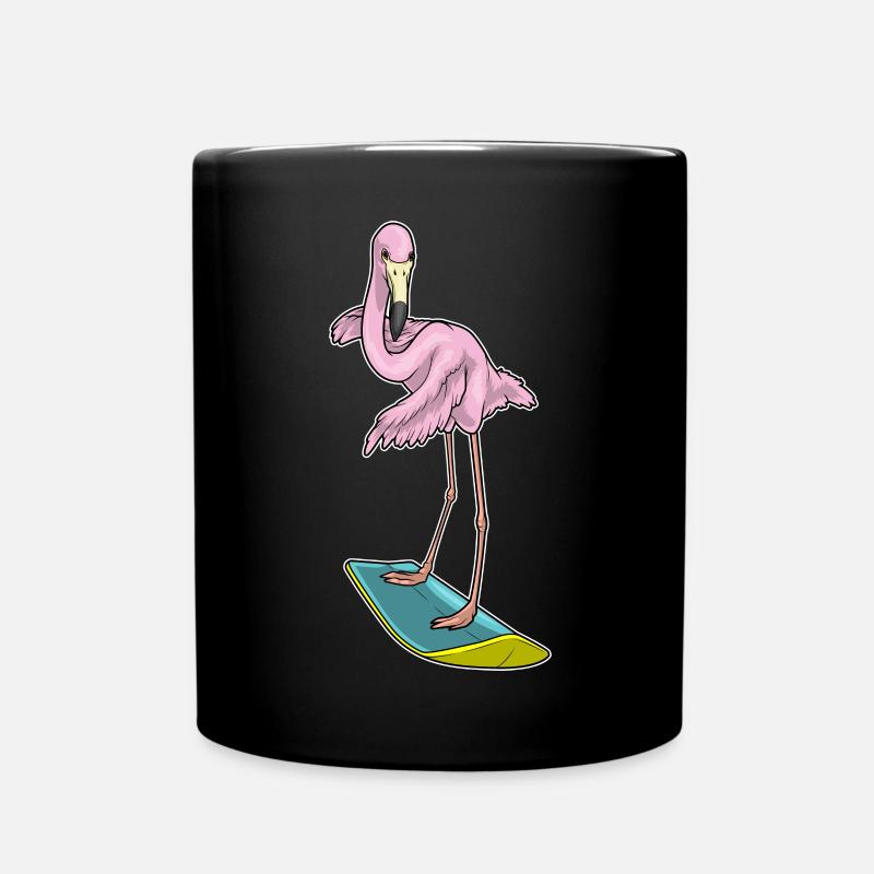 Flamingo Surfen Surfbrett Sommer - Tasse einfarbig - Schwarz