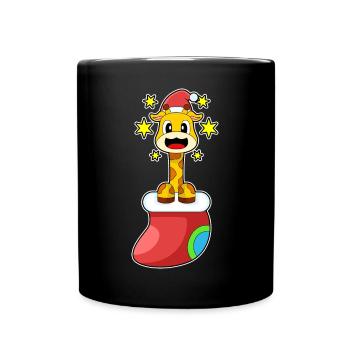 Giraffe Christmas Christmas Sock - Full Colour Mug - black - Front