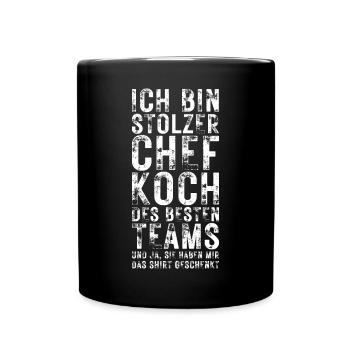 Stolzer Küchenchef des besten Teams - Tasse einfarbig - Schwarz - Vorne