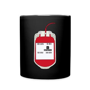Poche de sang B positive - Mug uni - noir - Devant