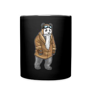 Panda Pilot Pilotenmütze - Tasse einfarbig - Schwarz - Vorne