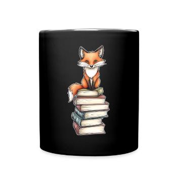 Renard sur pile de livres - Mug uni - noir - Devant