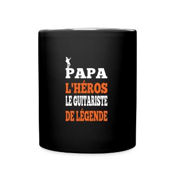 Papa le héros le guitariste de légende t-shirt - Mug uni - noir - Devant