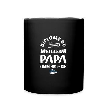 Diplôme du meilleur papa chauffeur de bus - Mug uni - noir - Devant