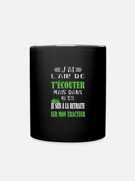 J'ai l'air de t'écouter t-shirt papy agriculteur - Mug uni - noir