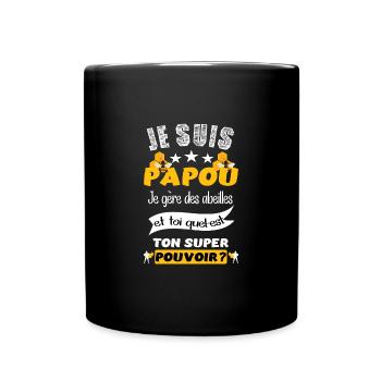 je suis papou t-shirt abeille miel apiculteur - Mug uni - noir - Devant