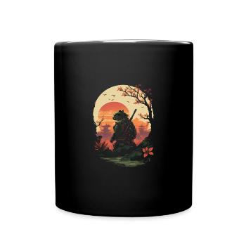 Samurai Frosch Katana Japanische - Tasse einfarbig - Schwarz - Vorne