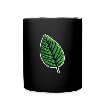 Grünes Blatt Patch - Tasse einfarbig - Schwarz - Vorne