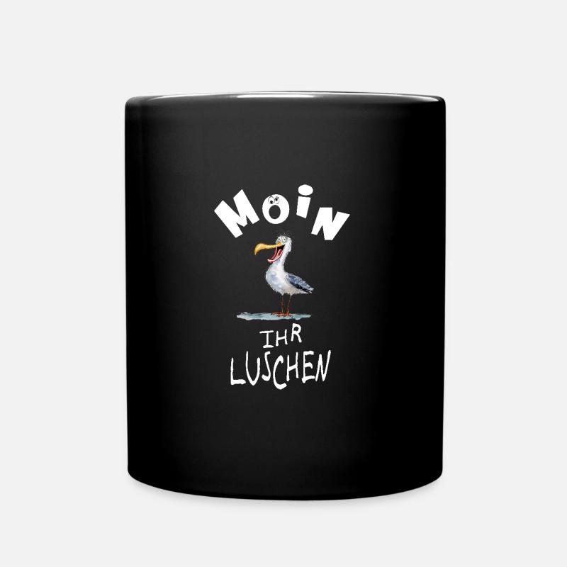 Moin ihr Luschen lustige Möwe crazy eyes - Tasse einfarbig - Schwarz