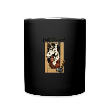 Excité à travers la fissure de la porte - Mug uni - noir - Devant