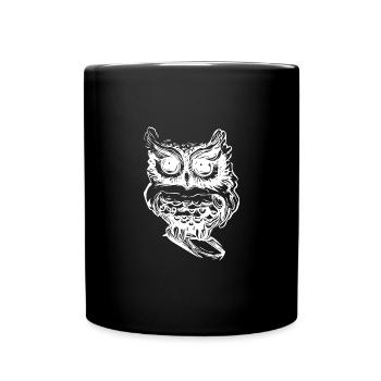Mignon hibou vintage avec de grands yeux - Mug uni - noir - Devant