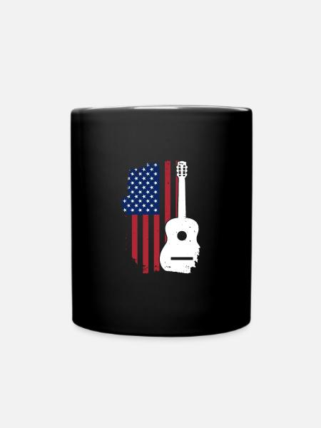 USA Flagge Gitarre - Tasse einfarbig - Schwarz