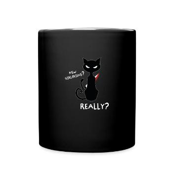 Neue Freundin? - Lustiges Katzen Shirt Design - Tasse einfarbig - Schwarz - Vorne