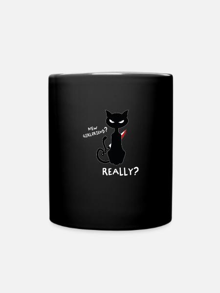 Neue Freundin? - Lustiges Katzen Shirt Design - Tasse einfarbig - Schwarz