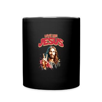 Love Like Jesus Classic Jesus Face - Full Colour Mug - black - Front