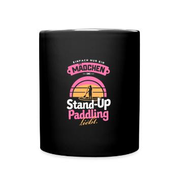 Mädchen liebt SUP-Board Paddling Geschenk - Tasse einfarbig - Schwarz - Vorne