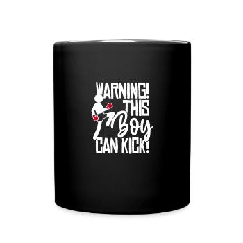 Dieser Junge kann kicken! Kickboxen Spruch Boxen - Tasse einfarbig - Schwarz - Vorne