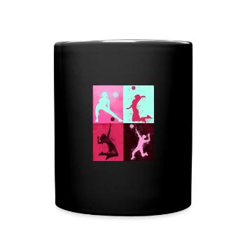 volleyball, volleyballerin, Beachball,Graffiti - Tasse einfarbig - Schwarz - Vorne