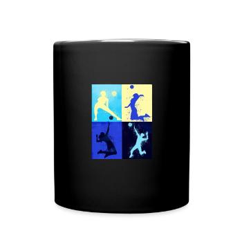 volleyball, volleyballerin, Beachball,Graffiti - Tasse einfarbig - Schwarz - Vorne
