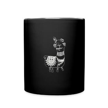 llama,alpaca, illustration, comic,white - Full Colour Mug - black - Front