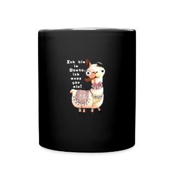 Lama,alpaka, Illustration, Comic, pfeife, Rente - Tasse einfarbig - Schwarz - Vorne