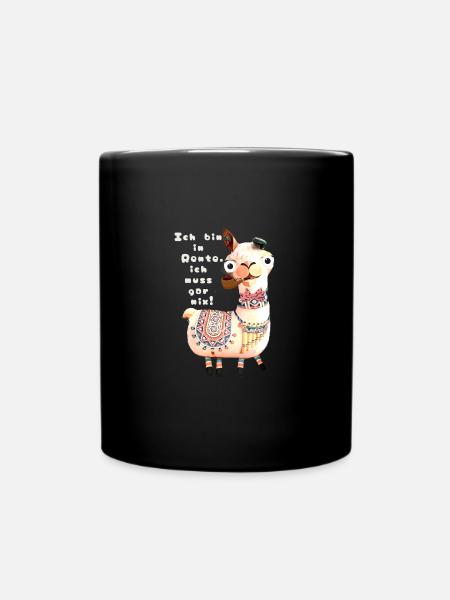 Lama,alpaka, Illustration, Comic, pfeife, Rente - Tasse einfarbig - Schwarz