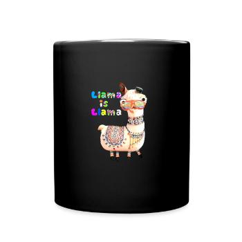 Lama, alpaka, l’amour est vivant, arc-en-ciel, bunt - Mug uni - noir - Devant