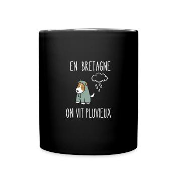 en bretagne on vit pluvieux - Mug uni - noir - Devant