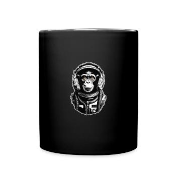 Monkey, Astronaut, Space, Cosmonaut, Animal Lover - Full Colour Mug - black - Front