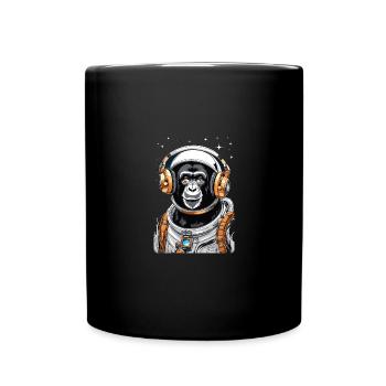 Monkey, Astronaut, Space, Cosmonaut, Animal Lover - Full Colour Mug - black - Front