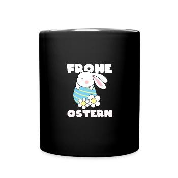 Ostern Hase Kaninchen Ei - Tasse einfarbig - Schwarz - Vorne