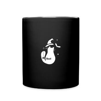 Lustige Katze - Geschenk Halloween Katzenbesitzer - Tasse einfarbig - Schwarz - Vorne