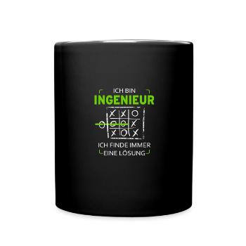 Ich finde immer eine Lösung Ingenieur Genie Lustig - Tasse einfarbig - Schwarz - Vorne