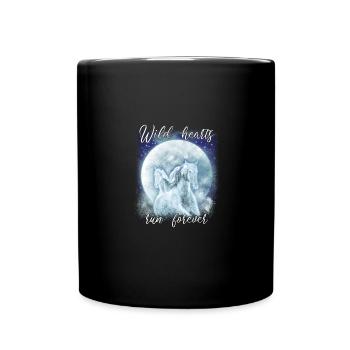 Wild Hearts Run Forever Mystische Pferde Freunde - Tasse einfarbig - Schwarz - Vorne