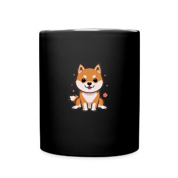 Hund Shiba Inu Kirschblüte japanische Hunderasse - Tasse einfarbig - Schwarz - Vorne